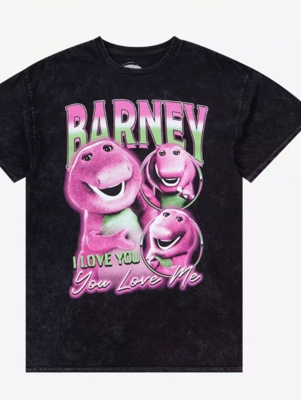 Barney Graphic Tee - Black with Pink Print